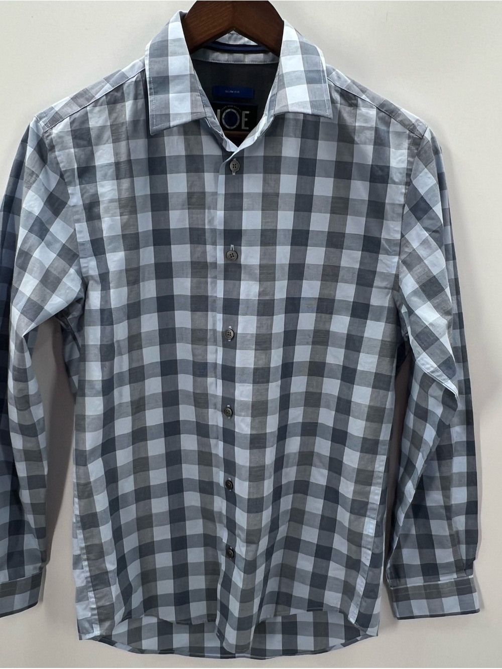 454 Joseph Abboud Small Slim Fit Gray & White Check Dress Shirt
